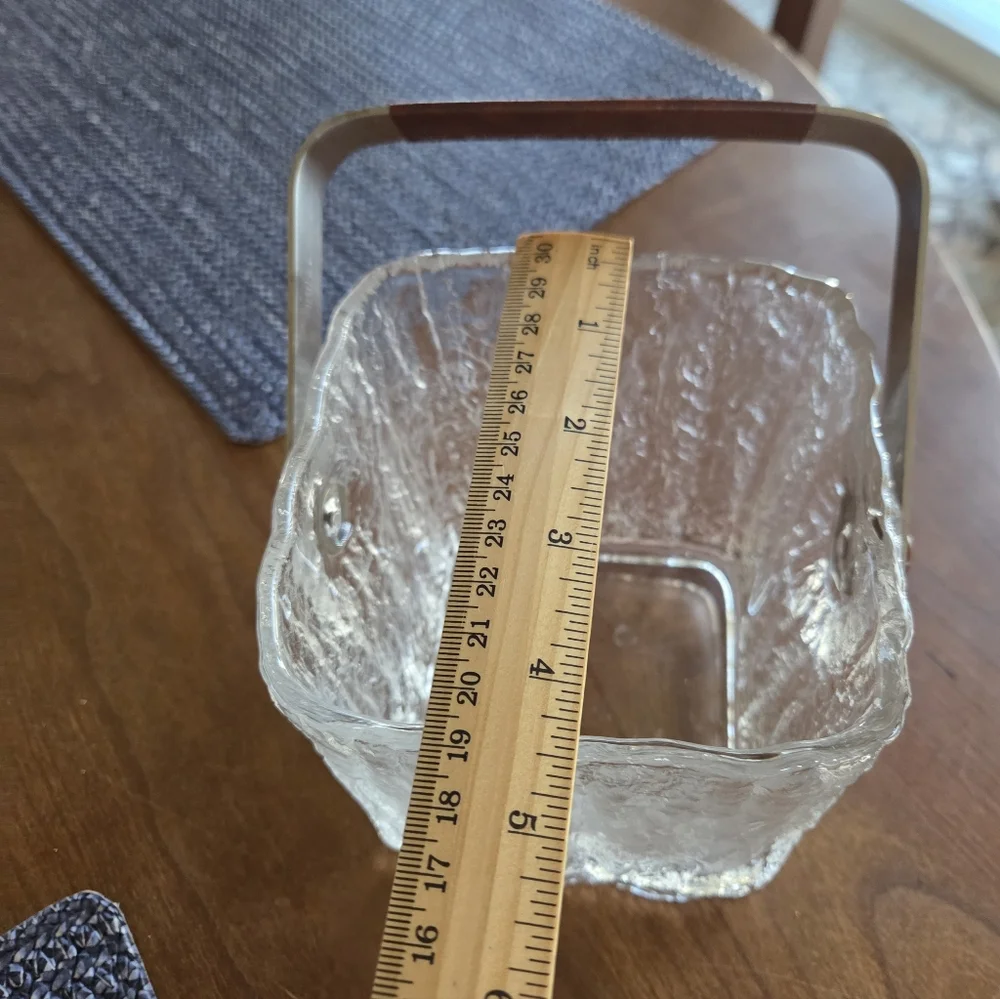 Mid Century Hoya Japan Glacier Ice Bucket With Stainless Steel Handle